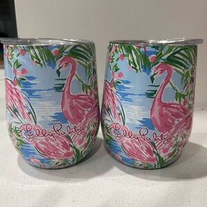 Lilly Pulitzer Pink Flamingo Wine Tumblers